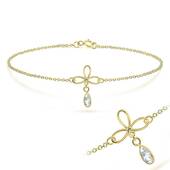 Flower and CZ Teardrop Shape Bracelet BRS-219-GP